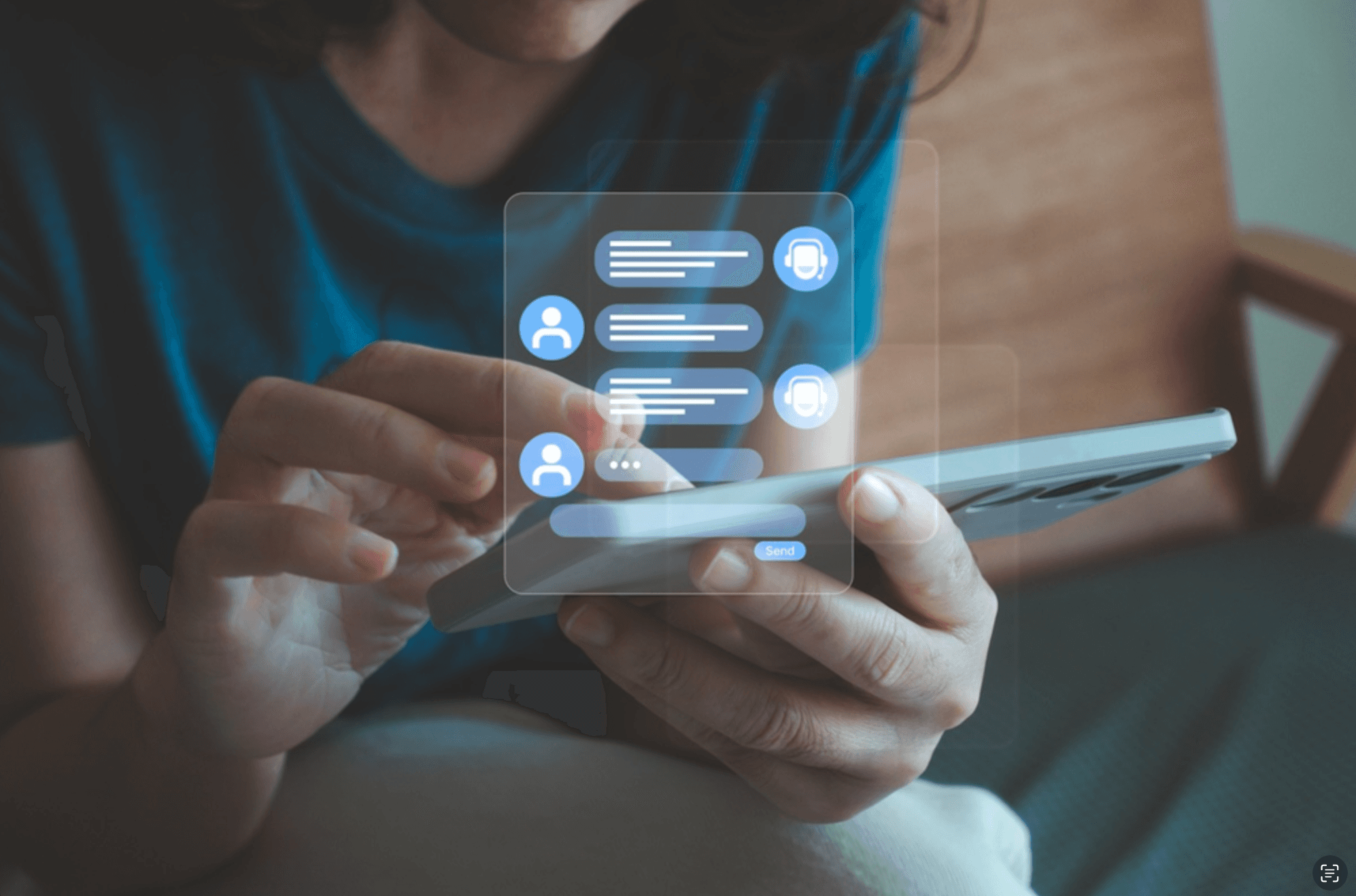 Person using an AI chatbot on their phone, illustrating the gap between generic AI support and data-driven self-awareness tools